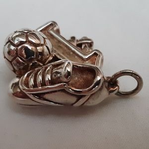 925 Sterling Silver SOCCER Charm - Cleats, Ball & #1